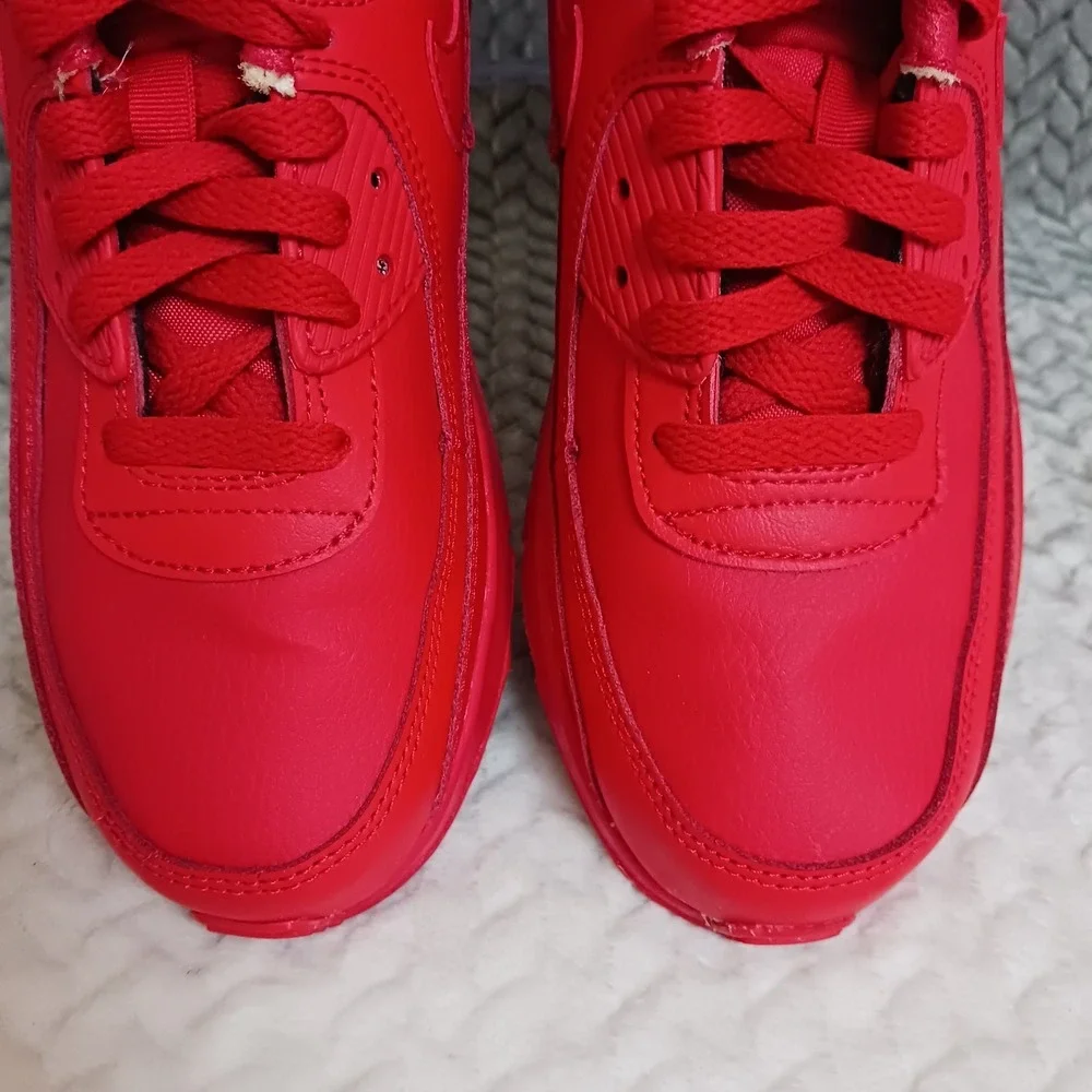 Nike Air Max 90 Leather GS University Red Sneakers Shoes Size 6Y Women's 7.5